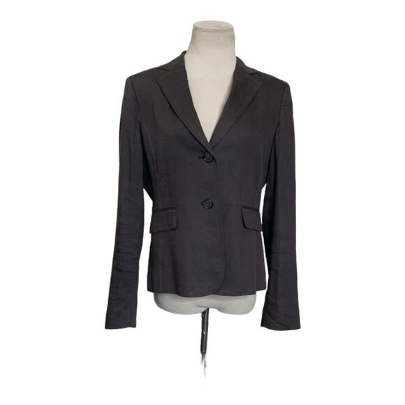 Alfani brown 2 buttoned stitched lapel detail casual blazer size 8P - Picture 5 of 8